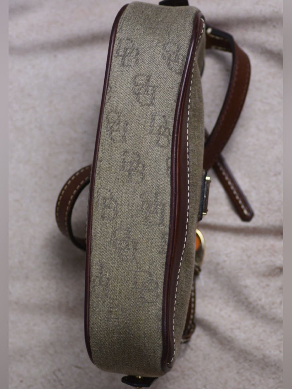 Vintage Dooney & Bourke Olive Shoulder Purse Italian Leather Trim - Picture 5 of 14